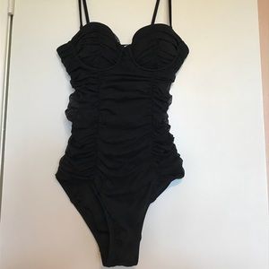 J Crew runched tulle underwire swimsuit